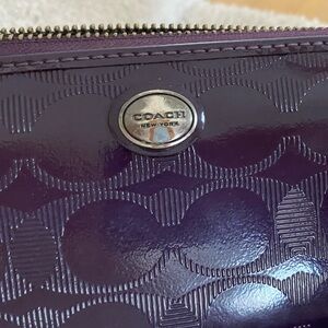EUC Coach Patent Wallet (deep eggplant purple)